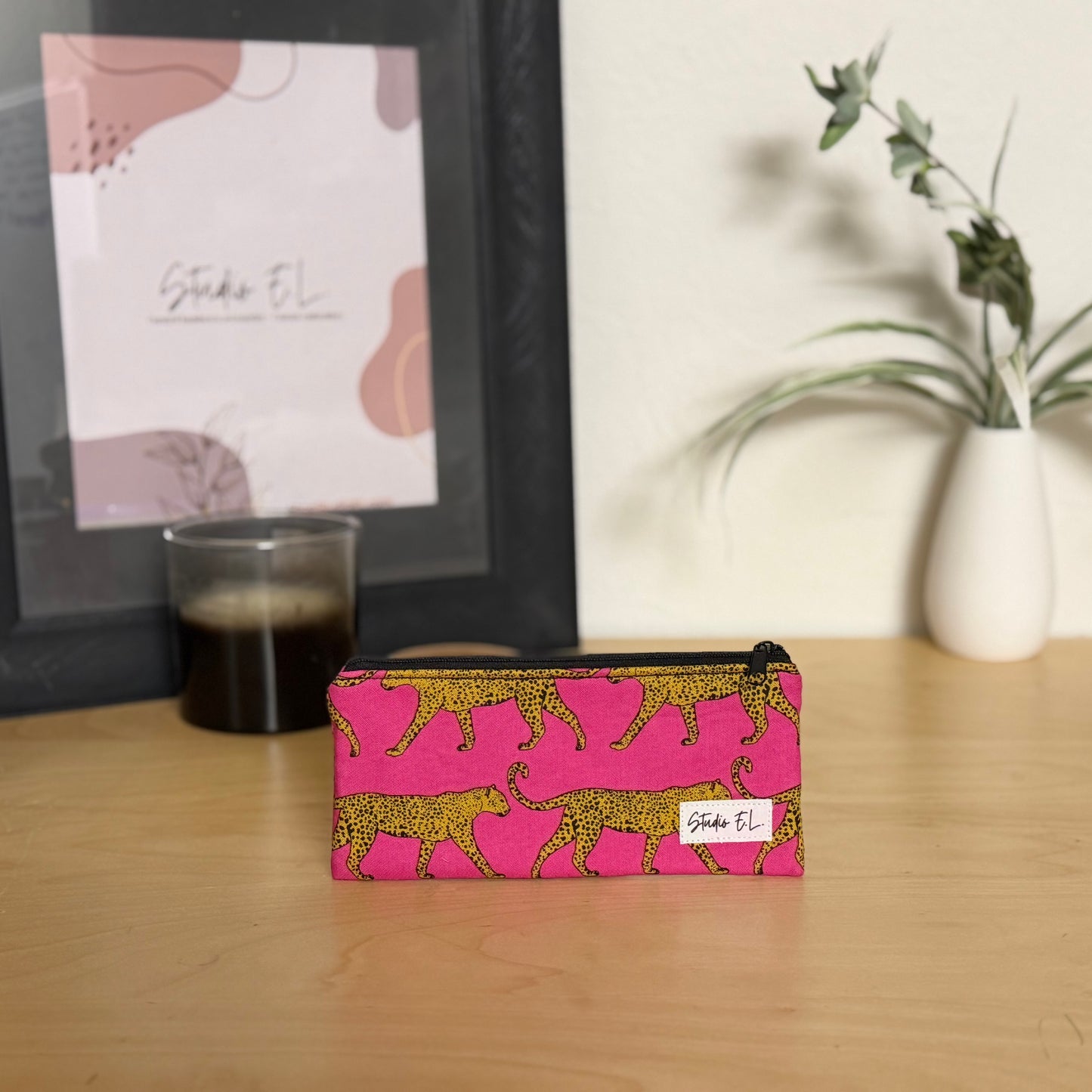 Fuchsia Feline Pencil/Glasses Case